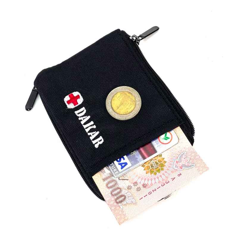 Chinatown Leather กระเป๋าเหรียญผ้า นามบัตร กุญแจ สีดำ เล็ก
