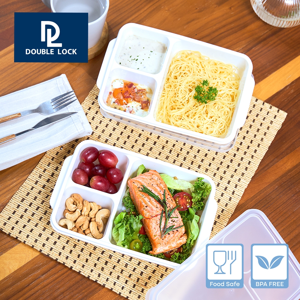 Double Lock กล่องใส่อาหาร กล่องถนอมอาหารแบ่ง3ช่องพร้อมฝาปิดรุ่น 4608 - รูปที่ 2