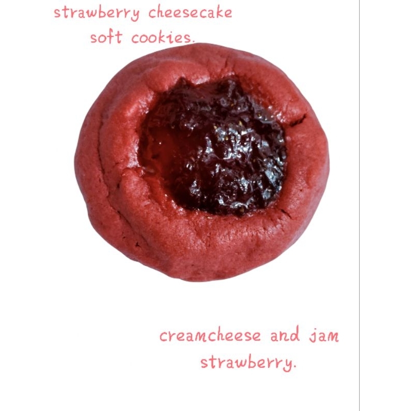 Strawberry cheesecake soft cookies. ชิ้นละ 90 กรัม