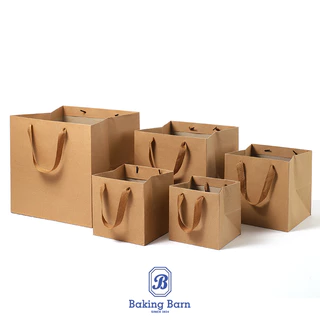 Baking barn (10 ชิ้น/แพ็ค) ถุงกระดาษ Flower ฐานกว้าง ขนาดใหญ่ ถุงกระดาษ หูหิ้ว ใส่เค้กปอนด์ และ อาหาร