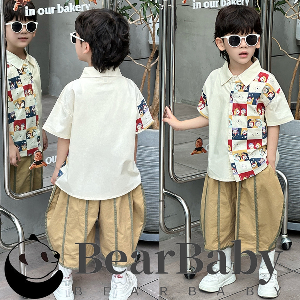 เสื้อเชิ้ตแขนสั้นเด็ก เสื้อผ้าเด็ก ลายสก๊อต ผ้าดี งานจริงสวย แฟชั่นฤดูร้อน