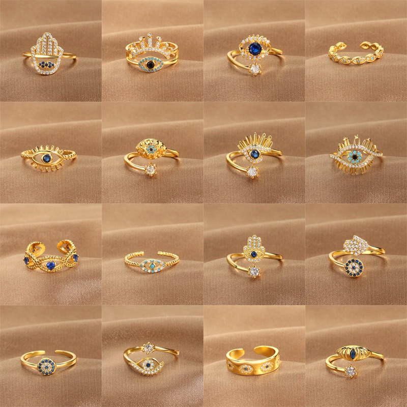 พร้อมส่งในไทย⭐️แหวนเครื่องประดับ Devil's eye blue eyes open ring🧿