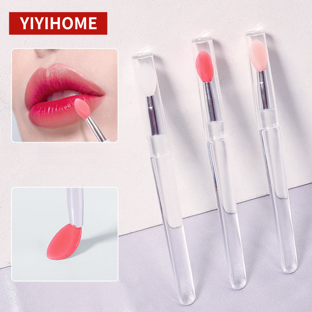 YIYIHOME  แปรงลิป  อายแชโดว์ ซิลิโคน แปรงแต่งหน้า แบบนิ่ม พร้อมฝาปิด กันฝุ่น  สะอาด ปลอดภัย