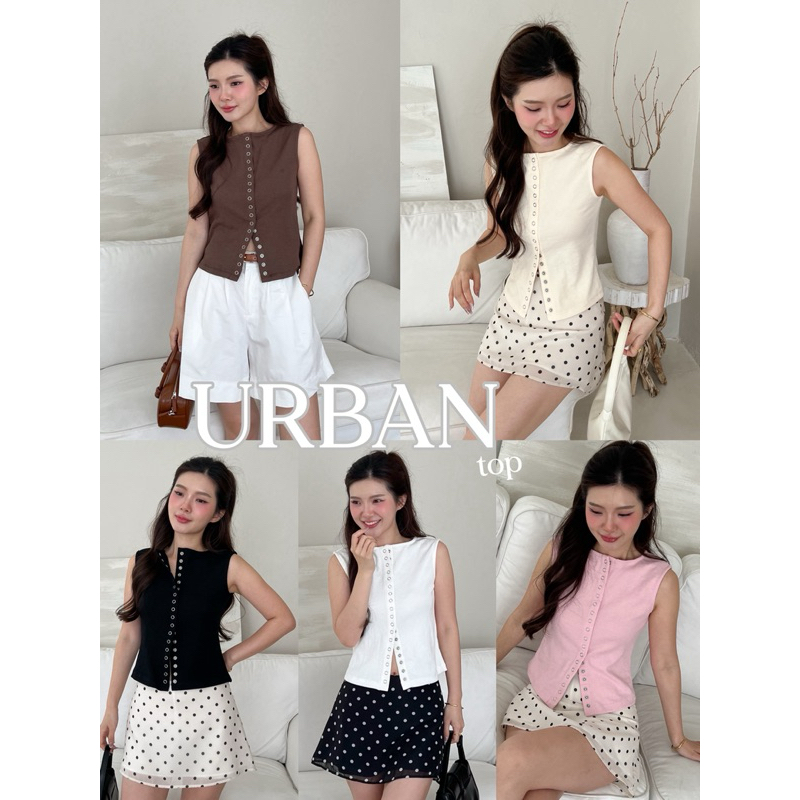SHOP.POPO-Urban top เสื้อแขนกุดกระดุมสแน็ป