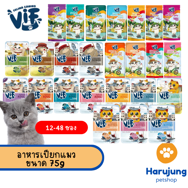 [12-48 ซอง] VIF Felina Canino อาหารเปียกแมว วิฟ อาหารแมว ครบสูตร ขนาด 75 กรัม