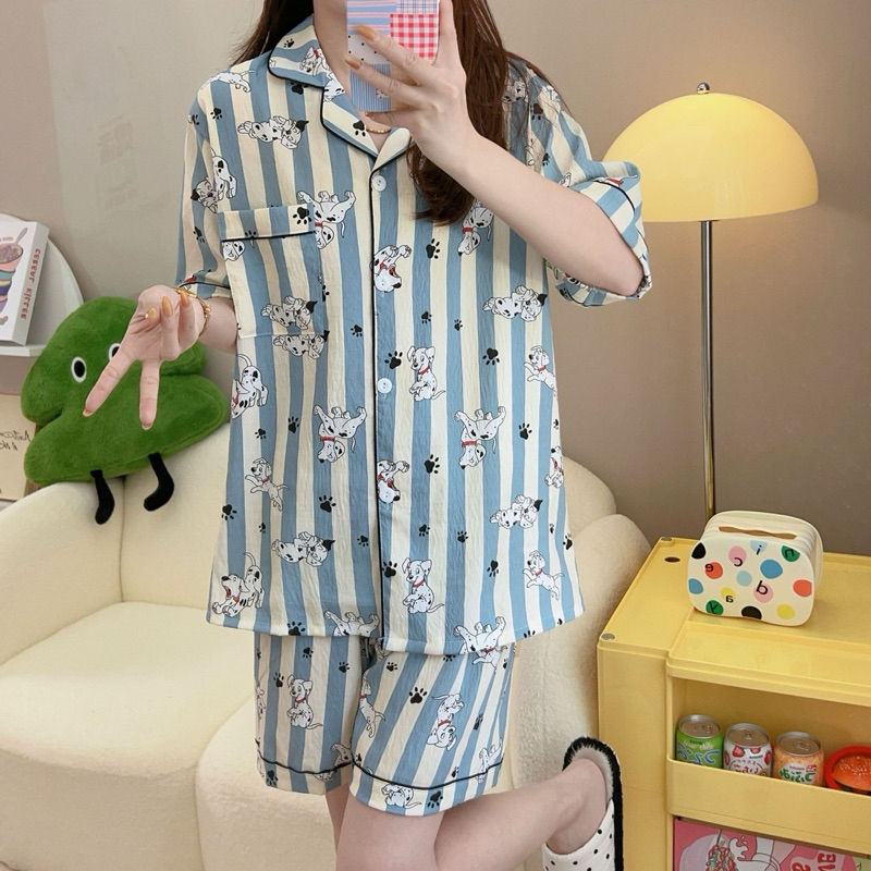 พร้อมส่ง💕ชุดนอนผู้หญิง🎀 ผ้าไหมญี่ปุ่นพรัเมี่ยม  ผ้านุ่ม เบาสบาย ลายน่ารัก ชุดนอนผ้าไหมญี่ปุ่น ชุดนอนผู้หญิง