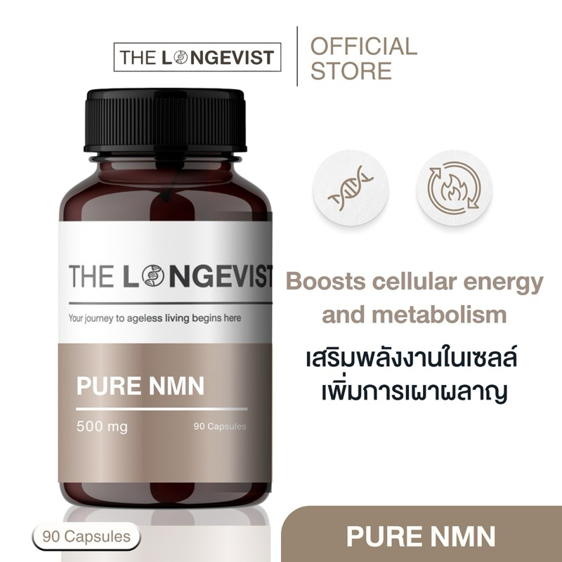 PURE NMN 500mg (90 Capsule) The Longevist เพิ่มระดับ NAD+ ในร่างกาย