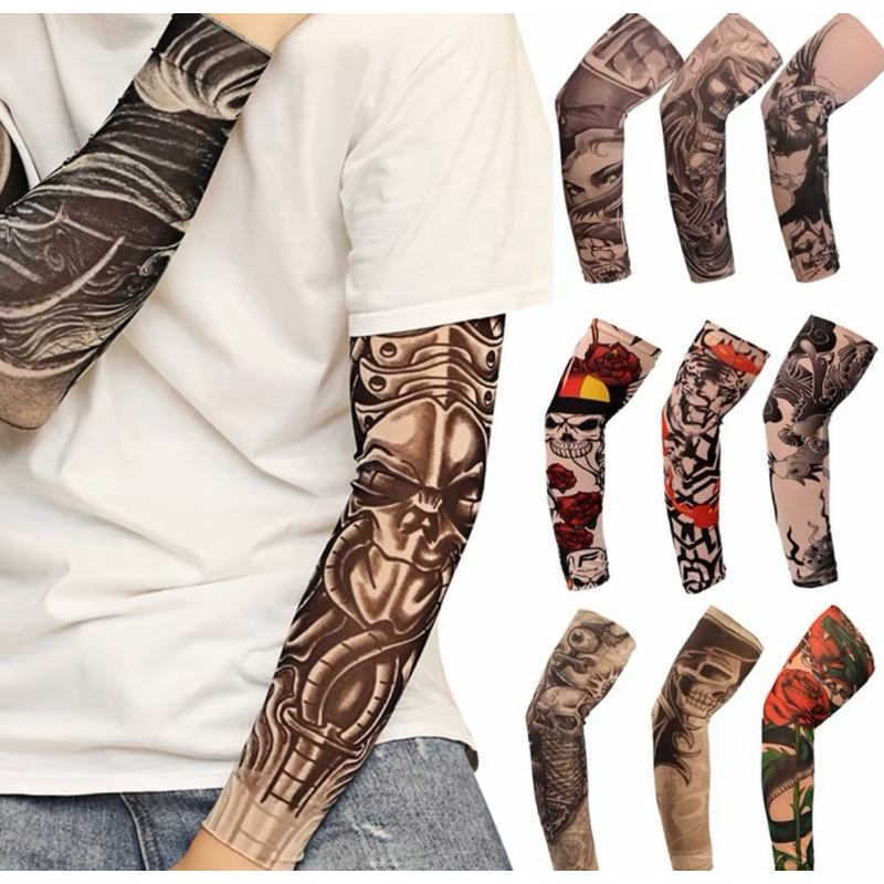 ปลอกแขนลายสัก ปอกแขนกันแดด (มี1ชิ้น=1ข้าง) ปลอกแขนกันแสงยูวี (สินค้าพร้อมส่ง)ปลอกแขนลายคมชัด ปลอกแขนใส่ออกกำลังกาย