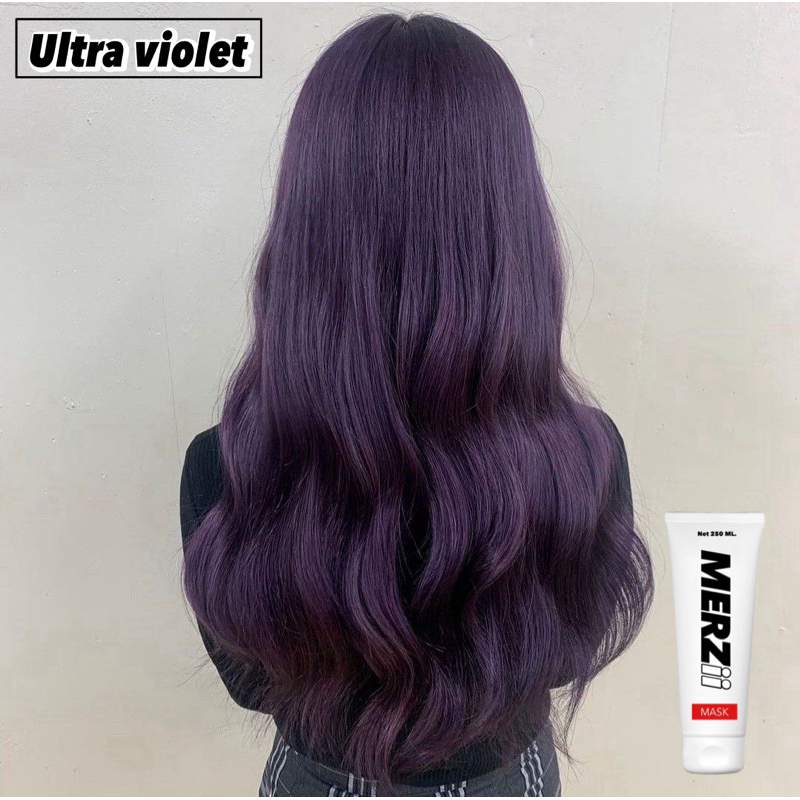 ♥️MERZii color keratin Mask เมอซี่มาร์คเคราติน สำหรับเติมประกายสีผม สีUltra violet ม่วงเข้ม💜