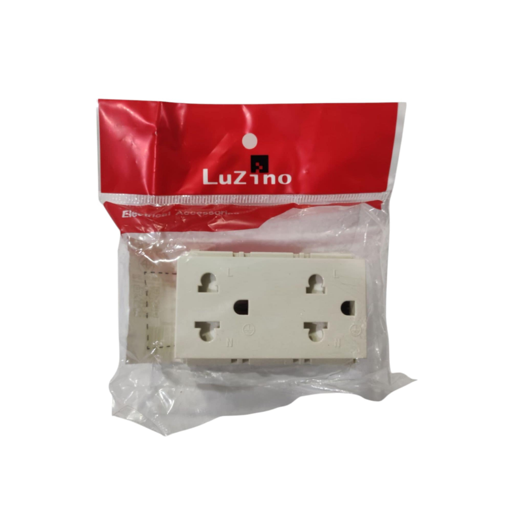 เต้ารับคู่มีกราวด์ LUZINO สีครีม