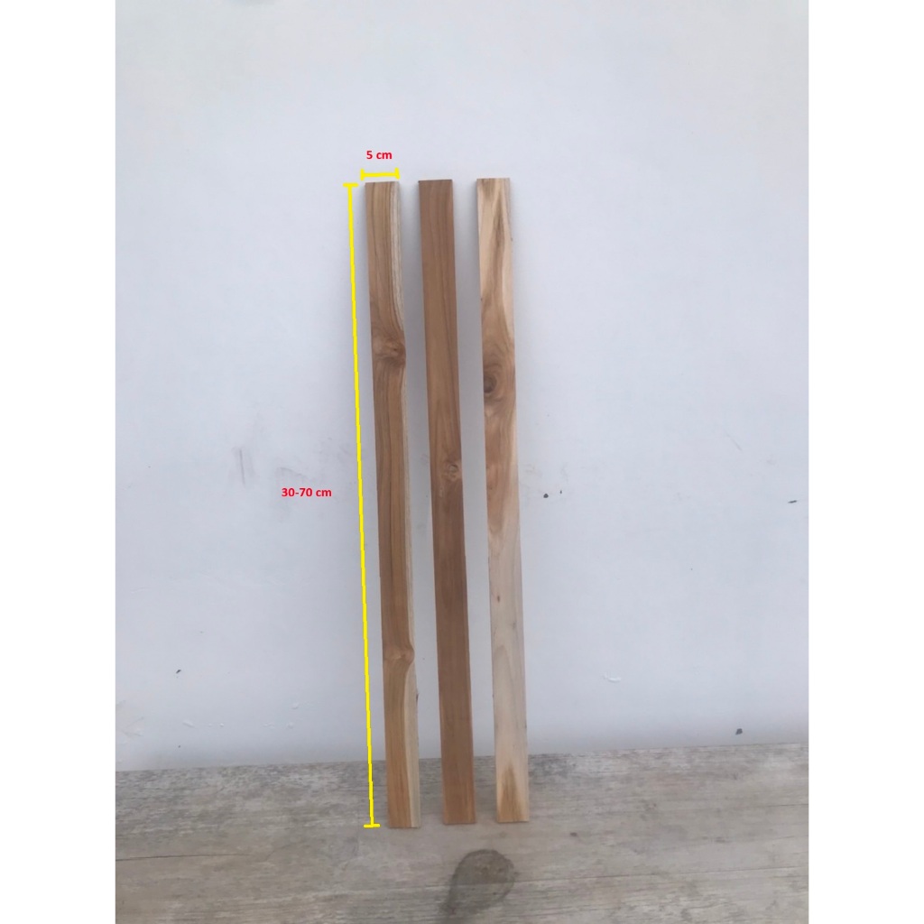 ไม้สักแผ่นเรียบ ขนาดกว้าง5cm. ยาว30-70cm. หนา1cm.