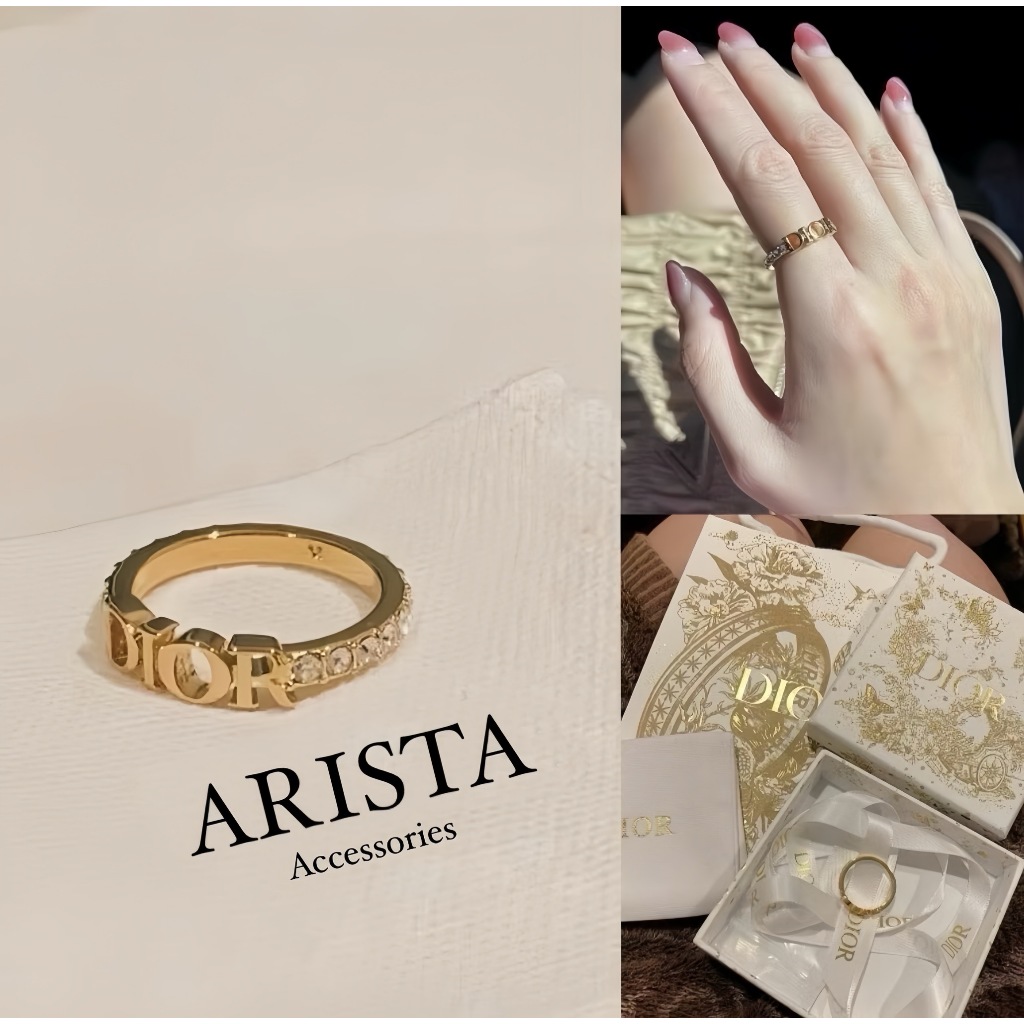 ❌พร้อมส่ง ส่งไว ถูกสุด❌ แหวน D + กล่อง อุปกรณ์ครบ งานเพชรข้างสวยวิ้งค์ รับประกันความสวย