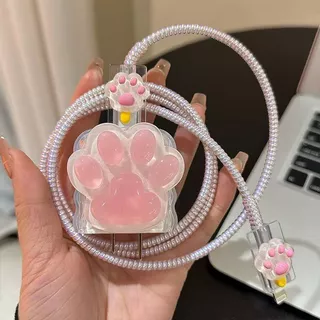 ชุดถนอมสายชาร์จ ชุดพันสาย เคสหัวชาร์จ สำหรับ สําหรับ IPhone 20W ถนอมสายชาร์จลายการ์ตูน ปลอกหุ้มสายชาร์จ ชุดเคสป้องกัน