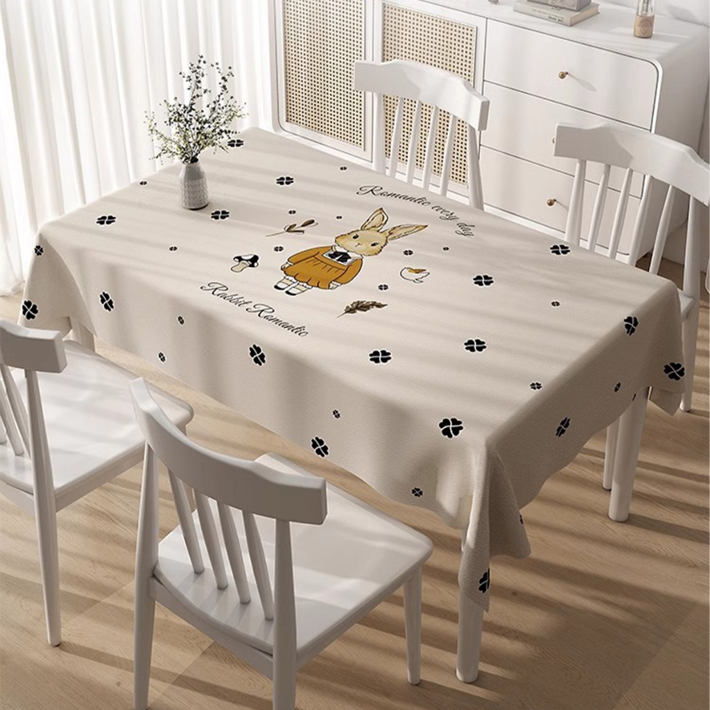 ผ้าปูโต๊ะ รูปไข่ ผ้าคลุมโต๊ะ PVCลายมินิมอล น่ารัก แบบกันน้ำกันน้ำมันและกันความร้อนได้ ทำความสะอาดง่าย - รูปที่ 2