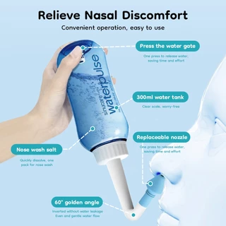 Airuidu YT300 ขวดล้างจมูก +เกลือล้างจมูก 10 ซอง (300 ml/330 ml) พร้อมหัวฉีดสำรอง ออกแบบมาสำหรับเด็ก