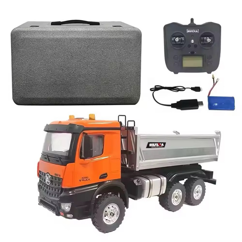 รถดั้มบังคับวิทยุHuina1598 6X6WD 14CH สเกล1:14 รีโมท2.4GHz มีเสียงและมีไฟแบตเตอรี่ชาร์จอุปกรณ์พร้อมเล่น