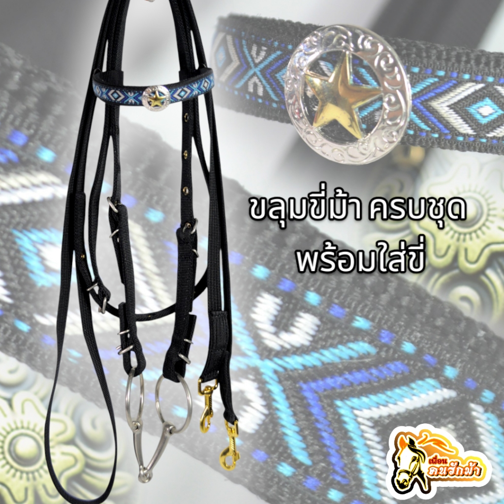 บังเหียนขี่ม้า ขลุมขี่ม้า ((พร้อมใช้งาน)) พร้อมเหล็กปาก อุปกรณ์ขี่ม้าครบชุด