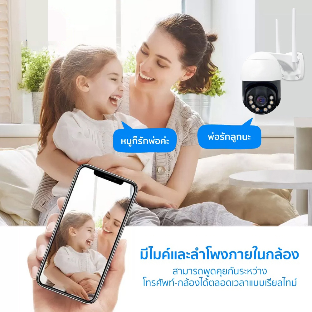 Hivison 4K กล้องวงจรปิดกันน้ำเชื่อม wifi 2.4G ภาพคมชัด พูดตอบโต้ได้ กล้องหมุนได้355องศา