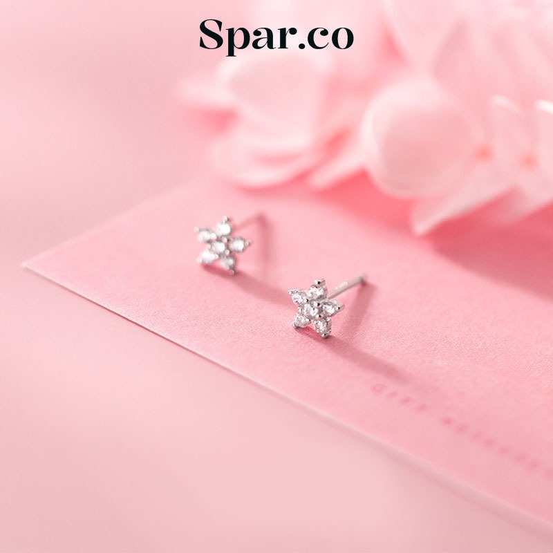 spar.co มินิดอกไม้ฝังเพชรสตั๊ดต่างหู ขนาดเล็กต่างหูของขวัญ SP-1319