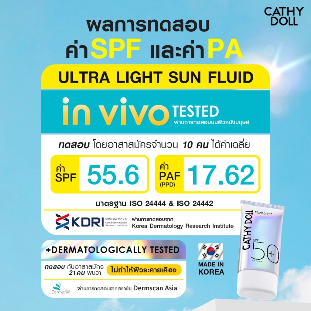 Cathy Doll อัลตร้าไลท์ซันฟลูอิด เอสพีเอฟ50+ พีเอ++++  ขนาด15ml,40ml,70ml thumbnail 3
