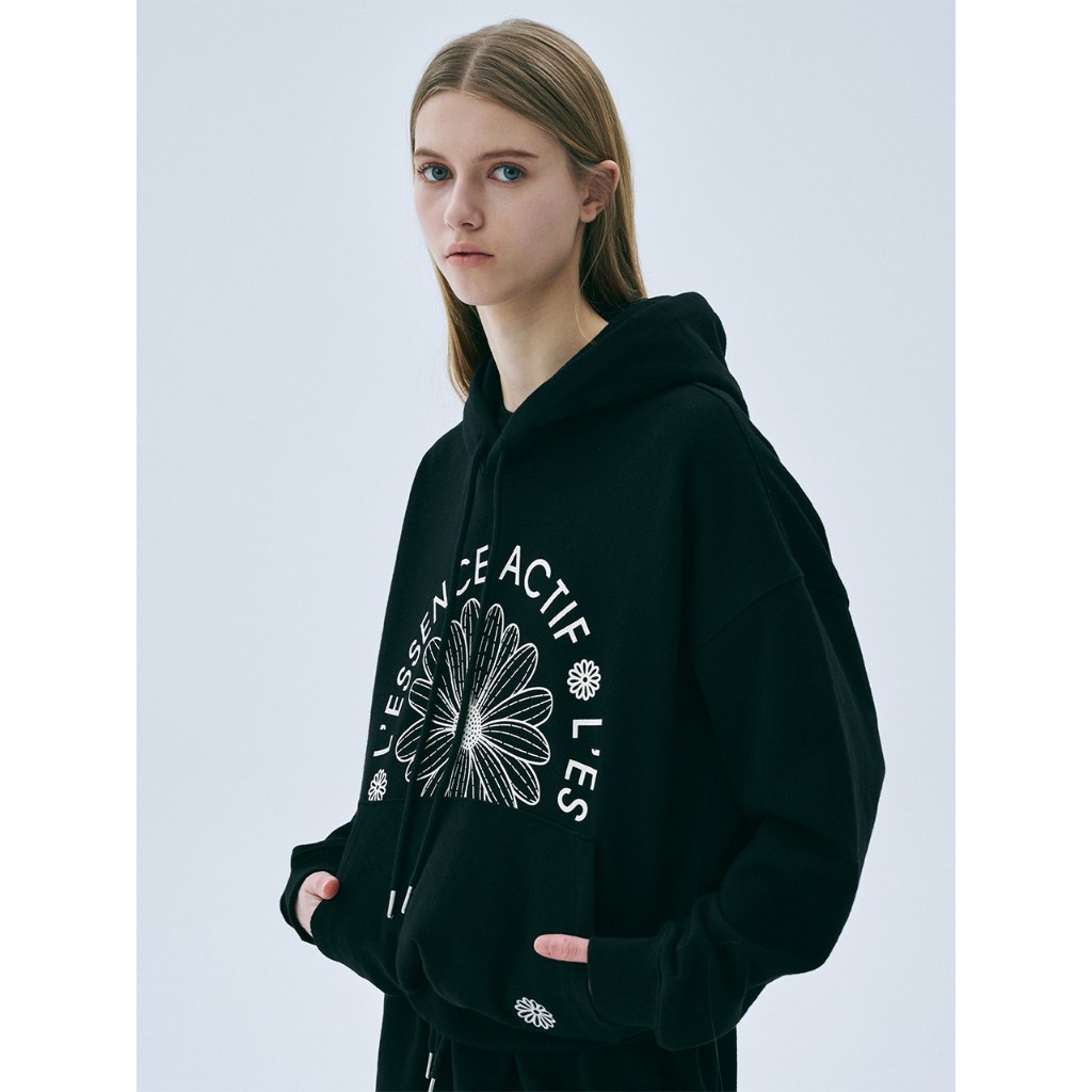 Mardi Mercredi Actif Hoodie Sweatshirt ACTIF Emblem (Black Cream, Oatmeal / Beige)