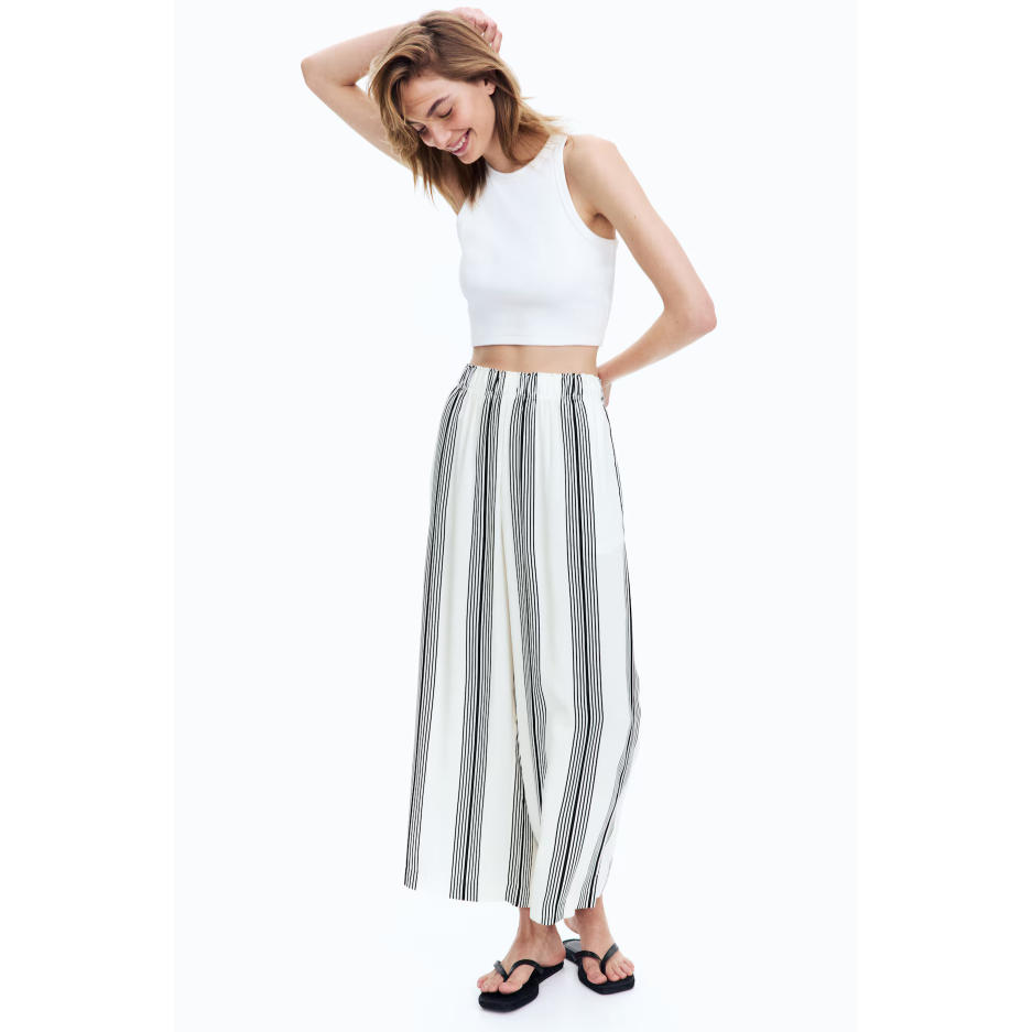 H&M(เอชแอนด์เอ็ม) กางเกงขายาวทรงขาเต่อแบบสวม ผู้หญิง 0971104_11