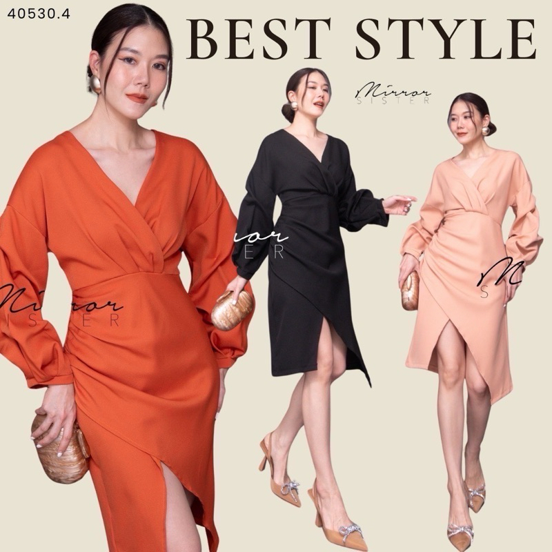 Mirrorsister 40530.4 เดรสทรงสวยมาก ช่วงบนเป็นดีเทลคอวีอกไขว้