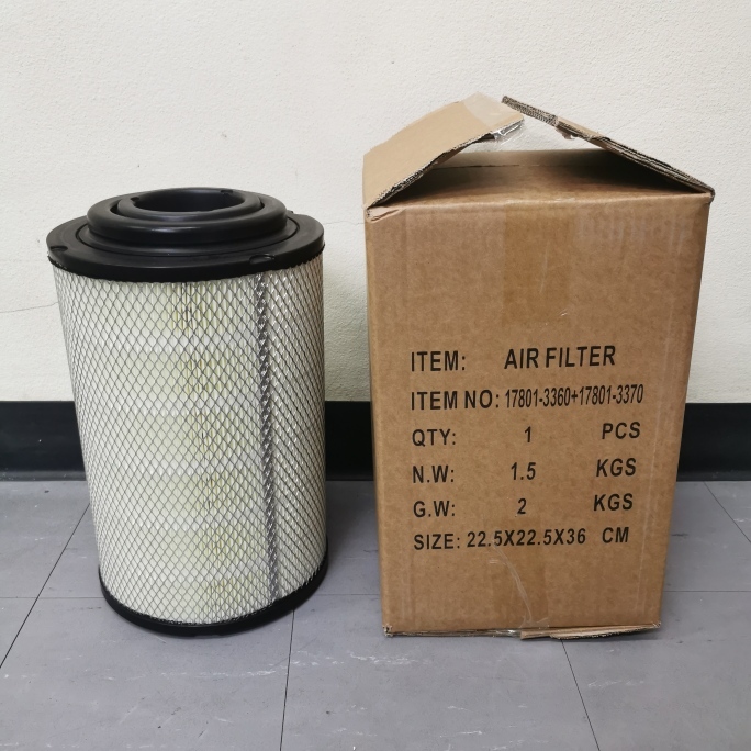 17801-3360+17801-3370 ไส้กรองอากาศ Hino Mega Series500 FC9J Jo5E Jo5C ฮีโน่ เมก้า ซีรีย์500 FC9J 145