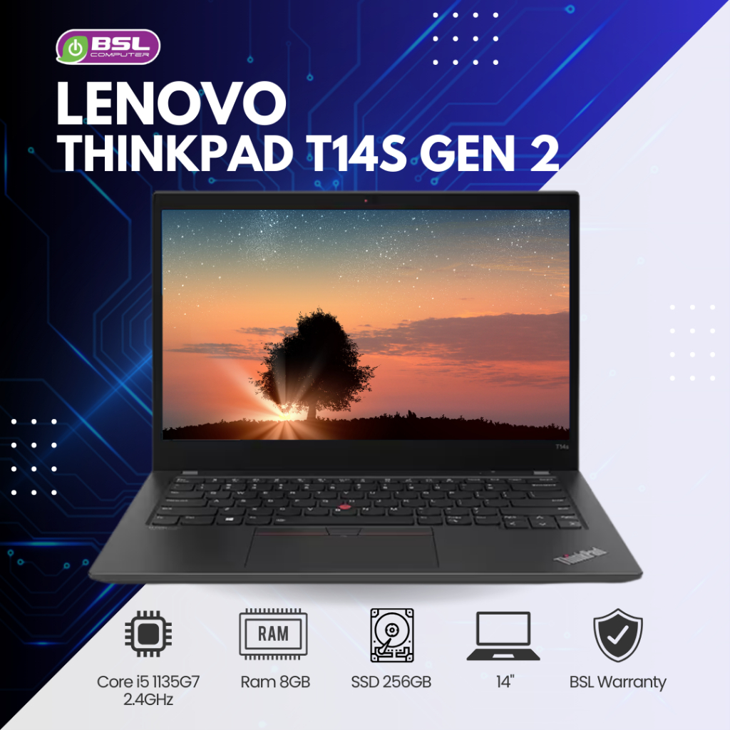 USED Laptop Lenovo ThinkPad T14, T14s  Gen 2 CPU i5-1145G7 งานลื่นไหล ไม่สะดุด ประหยัดงบ ได้ของดีมีค