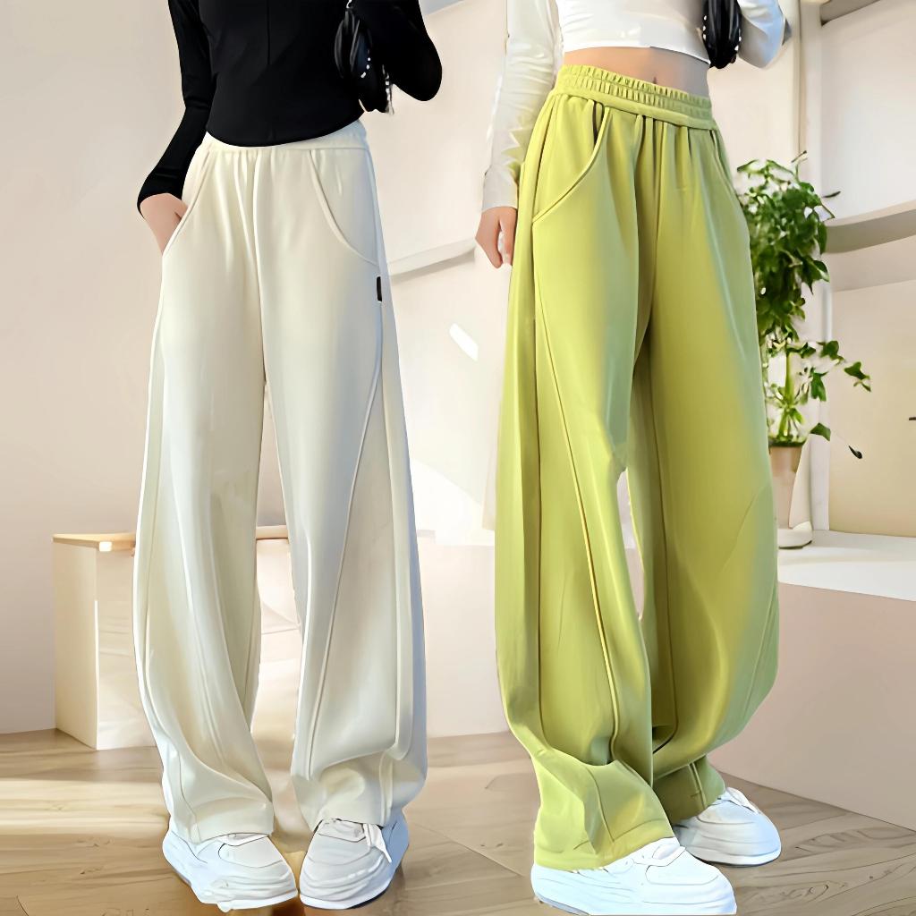 7สี กางเกงวอร์ม กางเกงขายาว เส้นเยื่องเพิ่มความพิเศษ ใส่แล้วดูผอม