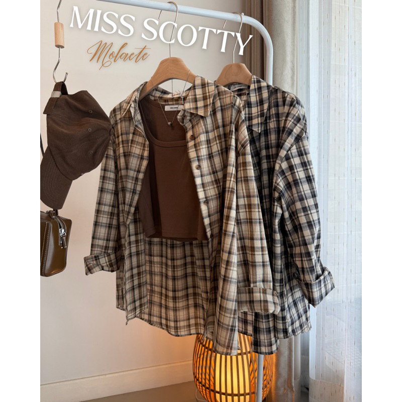 (TS021)Miss Scotty - ป้าย june studio ได้2 ชิ้น (เสื้อกล้าม + เสื้อเชิ้ต)