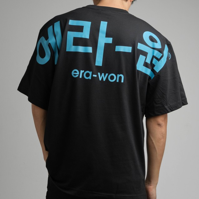 era-won เสื้อ T-Shirt Oversize Screen สี ดำสกรีนฟ้า