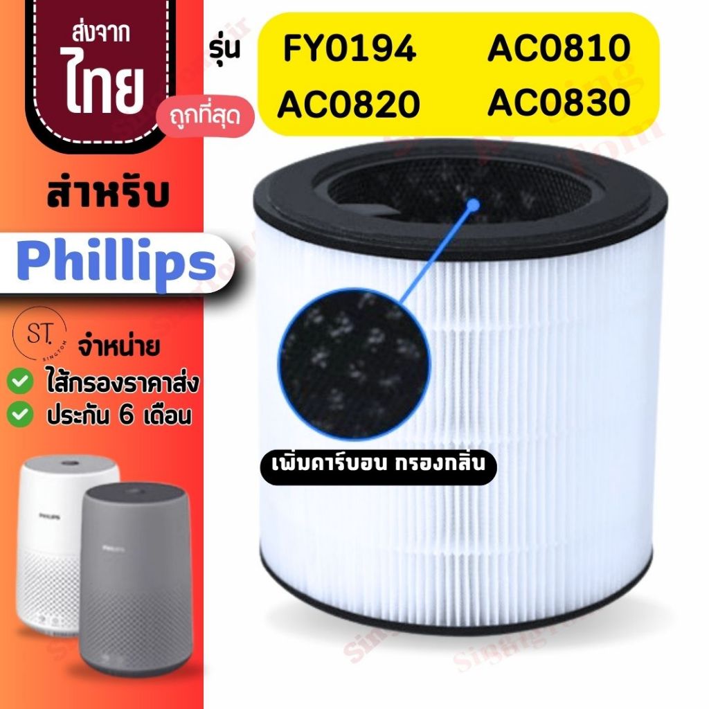 FY0194 AC0820 ไส้กรองอากาศ Philips รุ่น FY0194 AC0820 AC0830ไส้กรองเครื่องฟอกอากาศ แผ่นกรองอากาศฟิลล