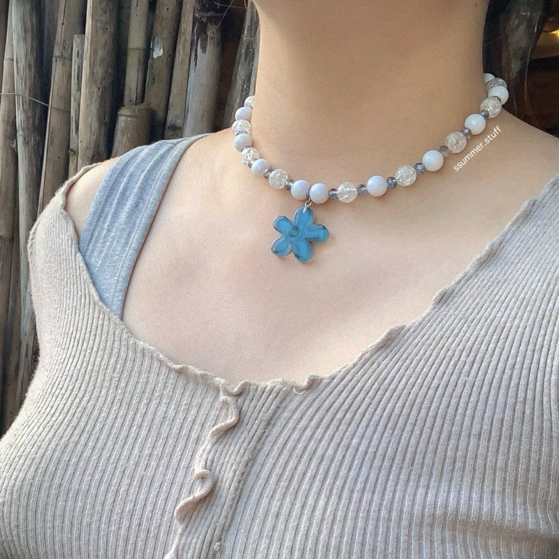 🌴Fizzy ocean beaded jewelry🌊สร้อยคอจี้ดอกไม้ใส่ไปทะเล🌺