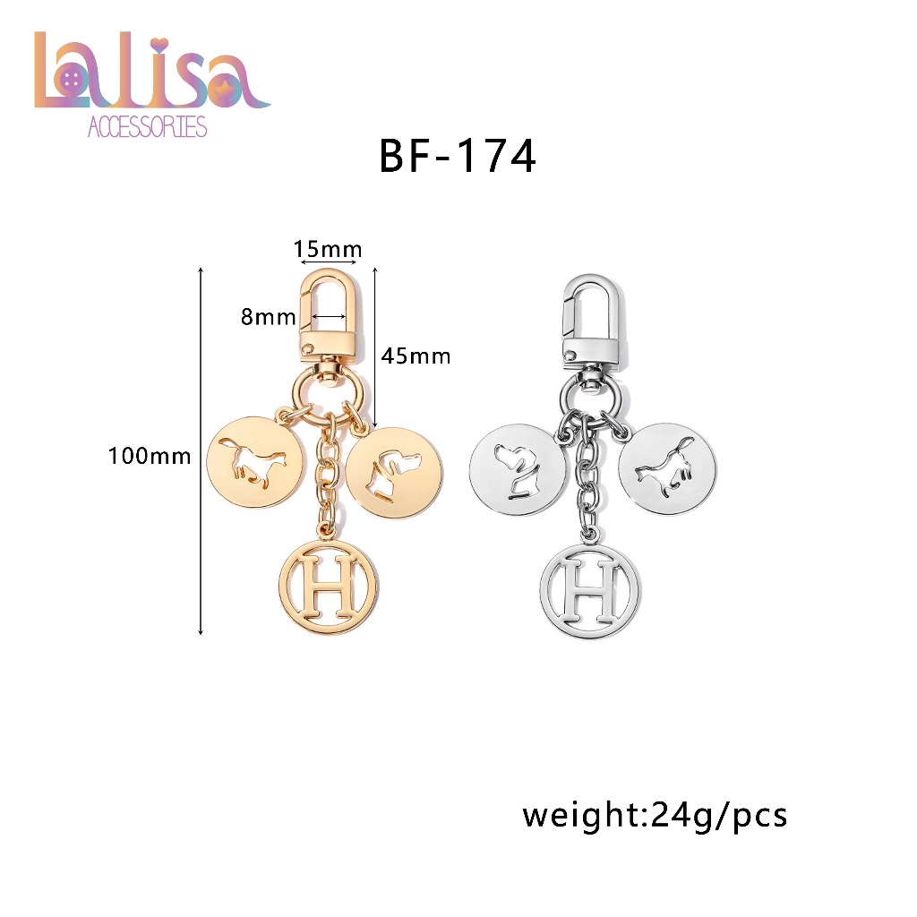 จี้ห้อยกระเป๋าโซ่โลหะลายม้ากับหมาเเละตัวอักษรตัว H แบบจี้คู่ alloy keychain BF-174