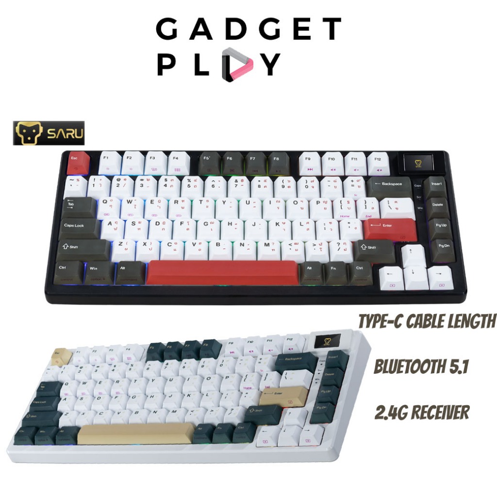 [กรุงเทพฯ ด่วน 1 ชั่วโมง] SARU คีย์บอร์ดเกมมิ่ง COLOR TFT KX-81 Jupiter จอ LED Lunar Yellow/Galaxy P