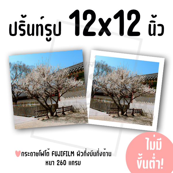 ปริ้นท์รูป ขนาด 12x12 นิ้ว ไม่มีขั้นต่ำ! (กระดาษ FUJIFILM ผิวกึ่งมันกึ่งด้าน)