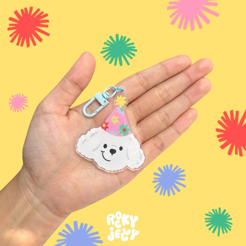 Rockyjelly - Keychain fluffy dog/ Keychain 6cm