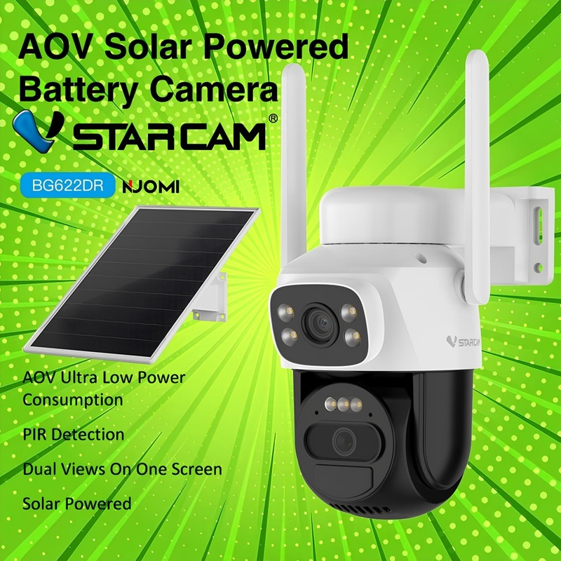 VSTARCAM BG622DR 4G SIM / CB622DR WiFi SUPER HD 1296P 3MP x 2 เลนส์กล้อง กล้องวงจรปิด แผงโซล่าเซลล์
