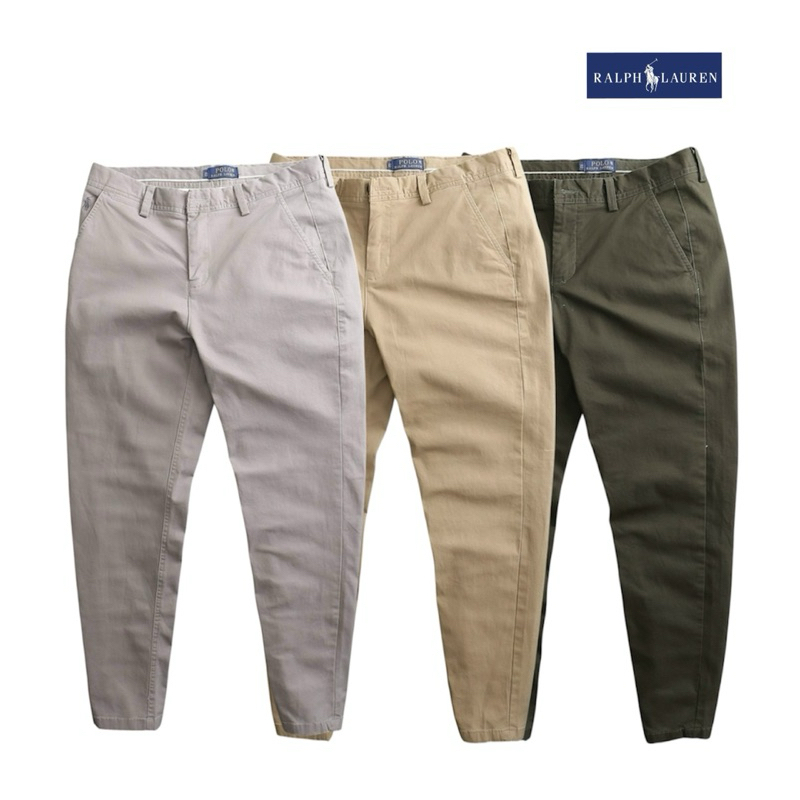 P O L O กางเกงขายาวผ้าชิโน่