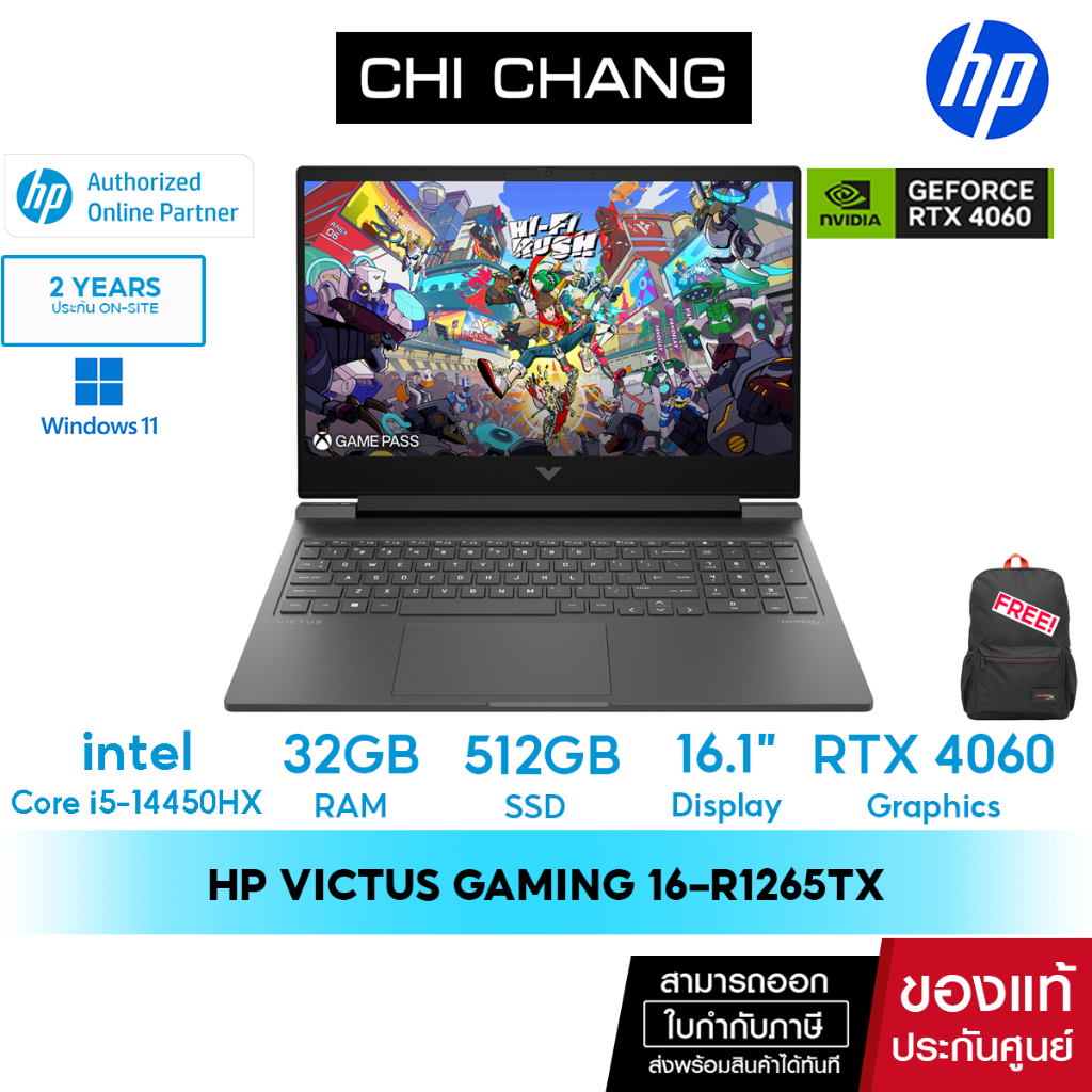 โน๊ตบุ๊ค HP Victus Gaming Laptop HP Victus 16-R1265TX Notebook - i5-14450HX/ 32GB/ 512GB SSD/ RTX 40