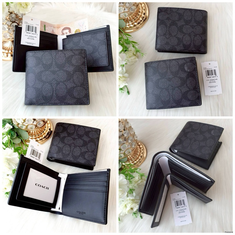 (จัดโปรกี้แถมกล่องให้ค่ะ)กระเป๋าสตางค์ ชาย  แบบหนา แบบมีไส้ COMPACT ID 3 in 1 WALLET IN SIGNATURE CW380 CR905 CR911