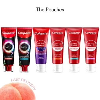 Colgate คอลเกต ยาสีฟัน ยาสีฟันม่วง ยาสีฟันพีช เมนทอล อ๊อคติก 100 กรัม Colgate Optic White O2 100g.