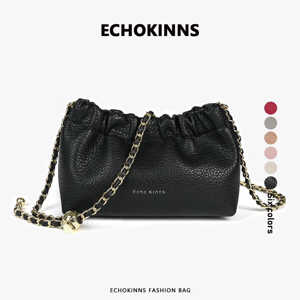 EchoKinns กระเป๋าสะพายข้างผู้หญิงสไตล์เกาหลี วัสดุหนังPUพรีเมี่ยม กระเป๋าสะพายข้างแฟชั่น กระเป๋าโซ่