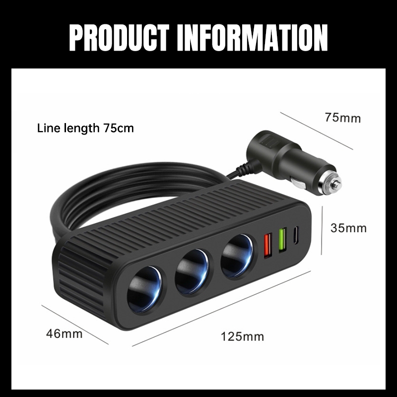 ที่ชาร์จเร็วในรถ กระทัดรัด USB-C 20W 128W พลังงานสูง 12V/24V พร้อมซ็อกเก็ต 3 ช่อง อะแดปเตอร์จุดบุหรี่ ราคา ถูกที่สุด ดีลบีเคเค แกลเลอรีภาพที่ 8