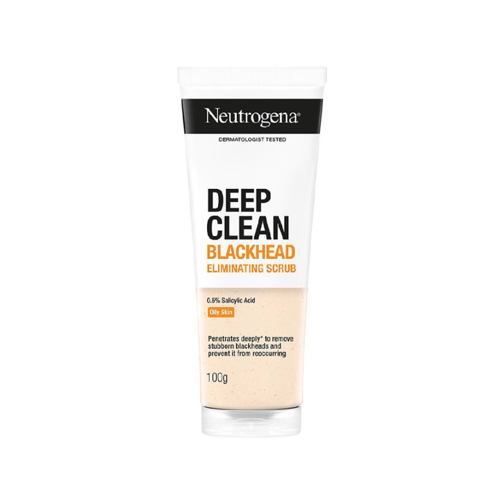 Neutrogena Deep Clean Blackhead Eliminating Daily Scrub 100ml. นูโทรจีนา โฟมล้างหน้า สูตรจัดการสิวเส