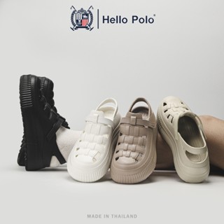 Hello Polo รองเท้ารัดส้น สูง 5.5 CM รองเท้าแฟชั่น แถบตีนตุ๊ก…