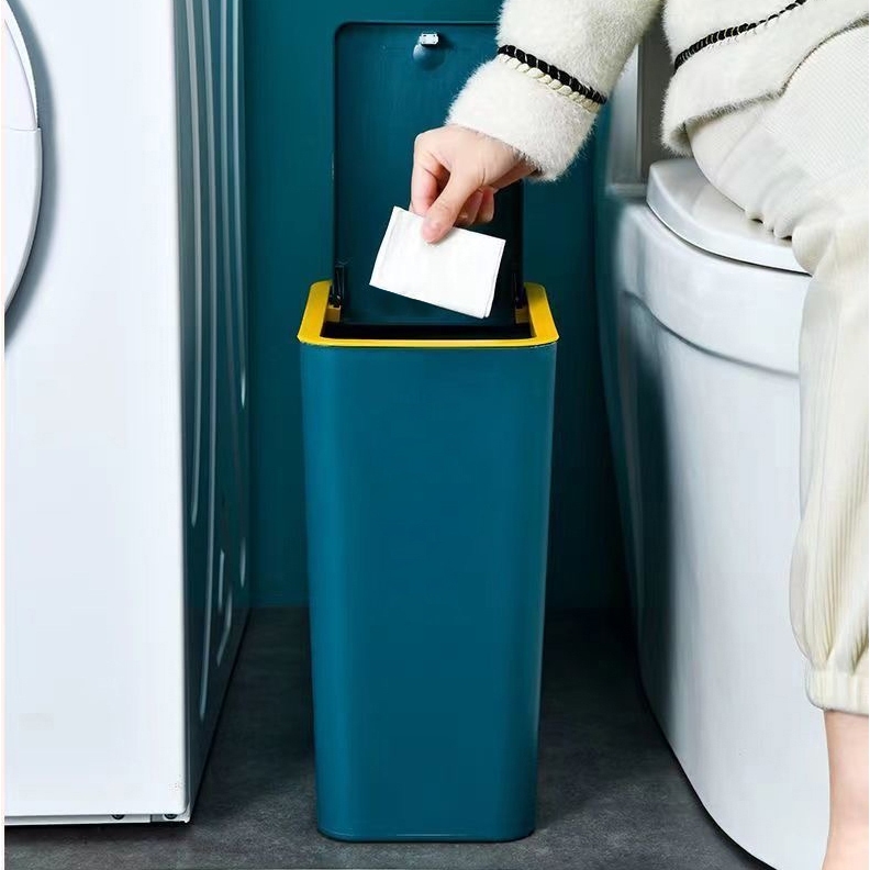 HEINOถังขยะ ถังขยะแบบฝากด ฝาปิดแบบป๊อปอัพ ป้องกันกลิ่น ประหยัดพื้นที่ จุได้เยอะสีสวย - 6