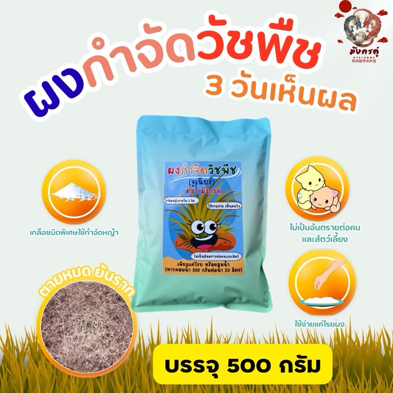 ผงกำจัดวัชพืช หญ้าตามซอกหิน ไม้เลื้อยทุกชนิด ปลอดภัยต่อคนและสัตว์เลี้ยง บรรจุ 500 กรัม