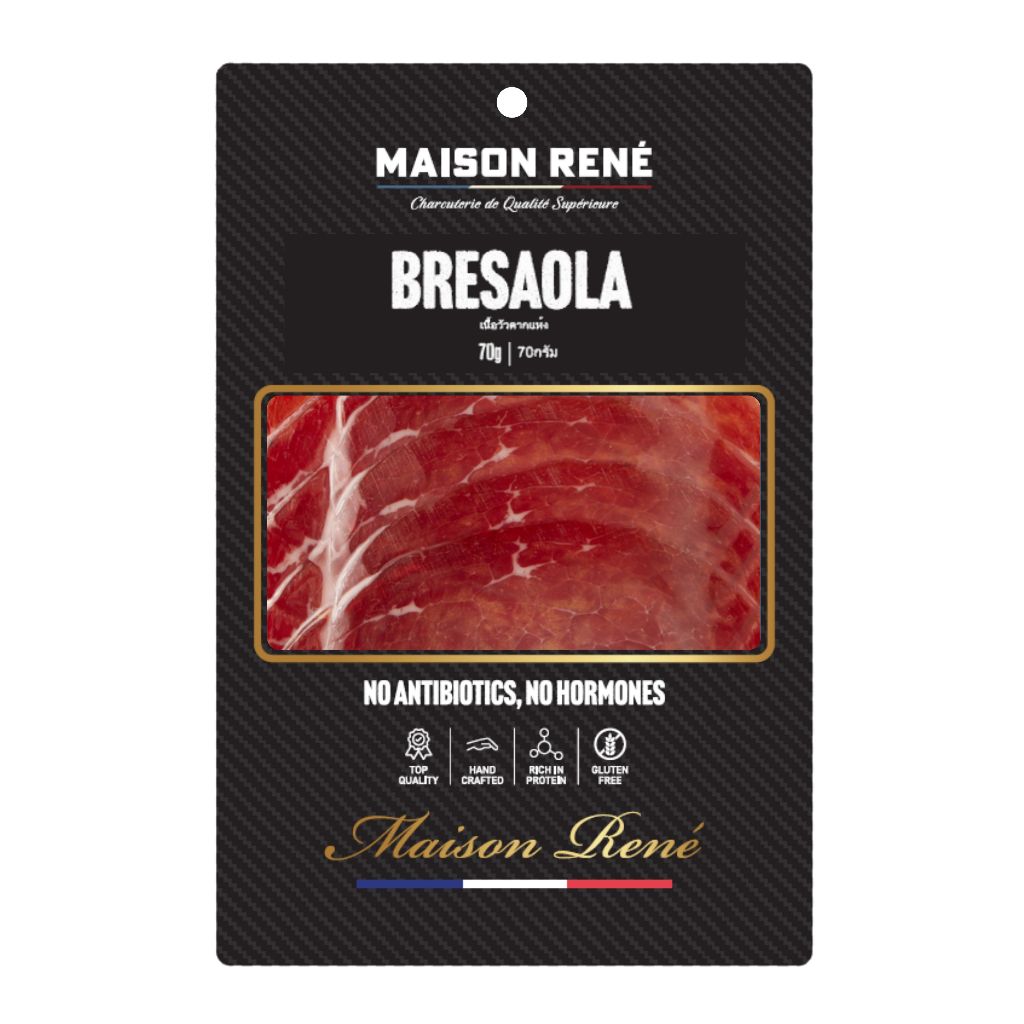 Bresaola Dry Beef 100% 70 g Charcuterie Slow cure 4 Months เนื้อวัวโคขุน ตากแห้ง 4 เดือน 70 กรัม โคขุนสไตล์อิตาเลี่ยน
